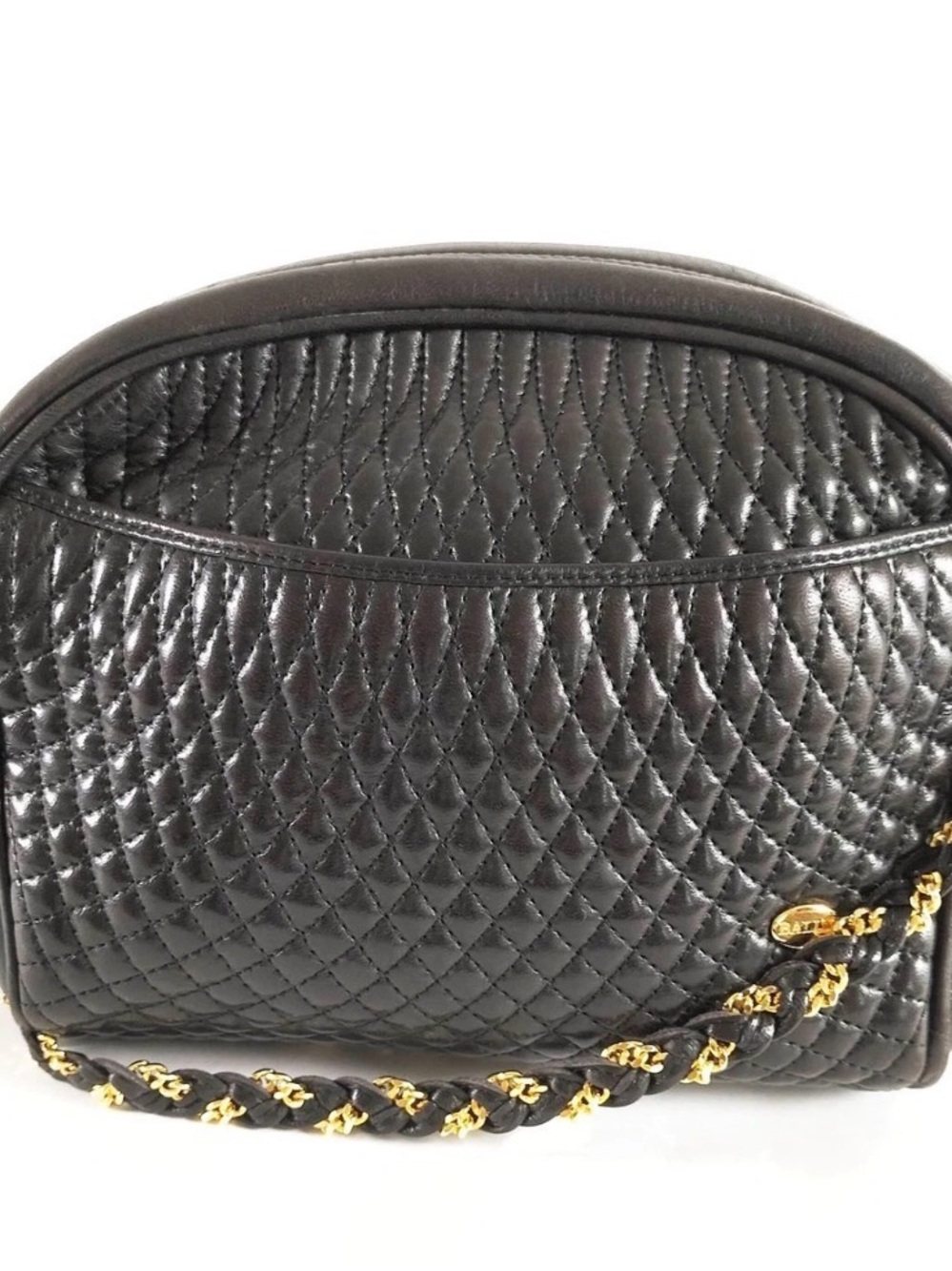 Bally Black Quilted Leather Crossbody with Gold Chain Detail